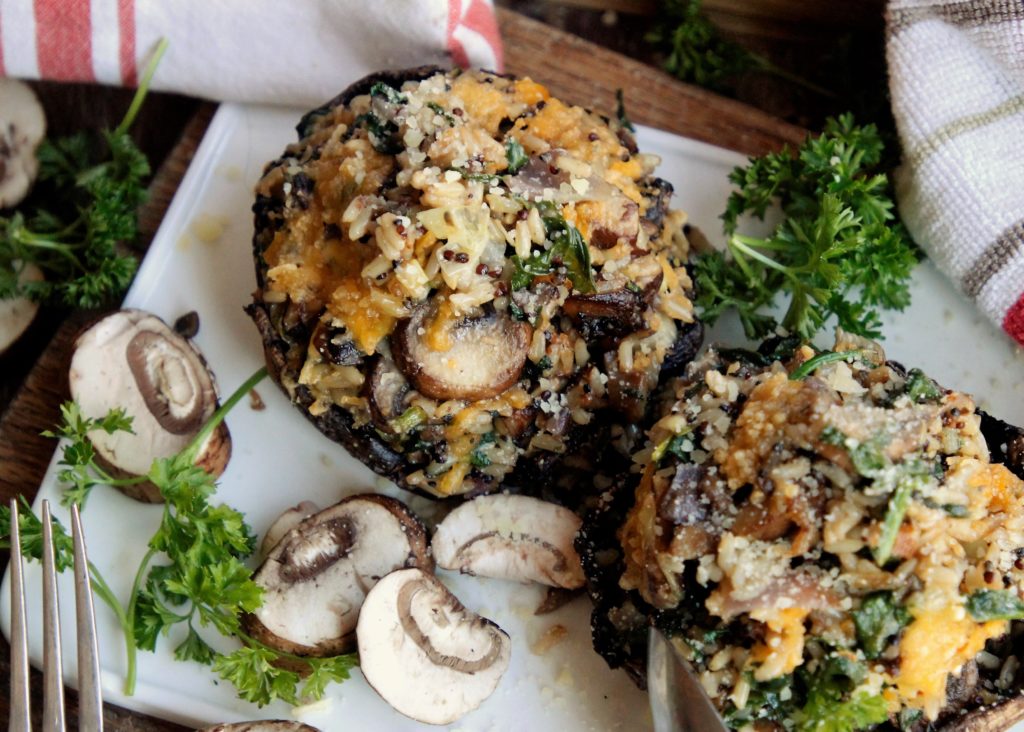 Vegetarian Stuffed Portabella Mushroom - Loriana Shea Cooks