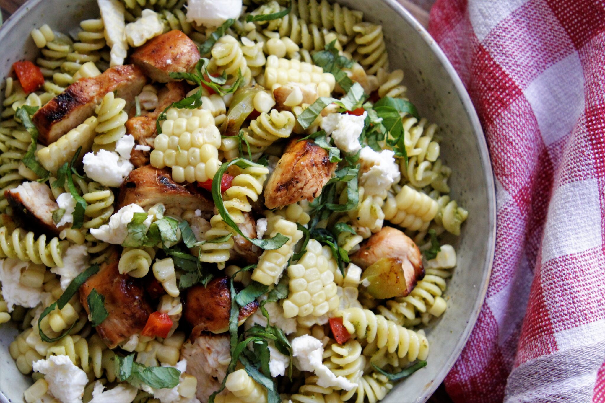 Fusilli Pesto pasta salad Loriana Shea Cooks