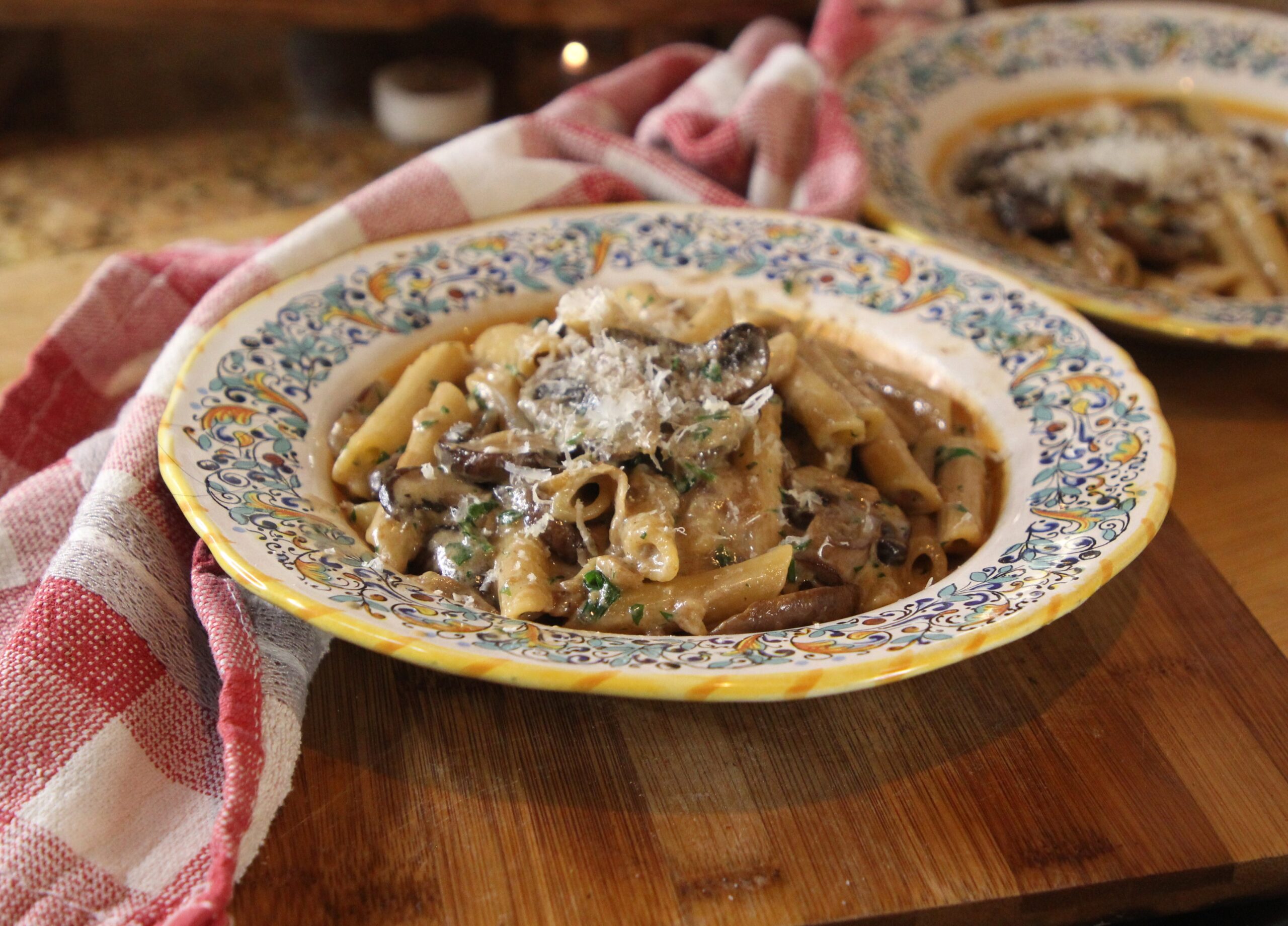 Creamy mushroom penne pasta recipe - Loriana Shea Cooks