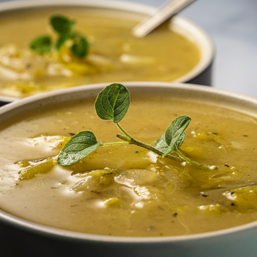 Potato leek soup with pancetta