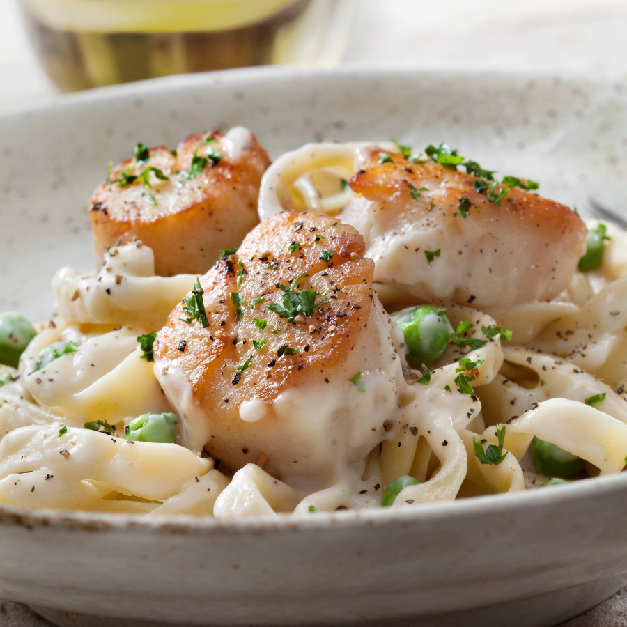 Creamy Seared Scallop Fettuccine Pasta (1)