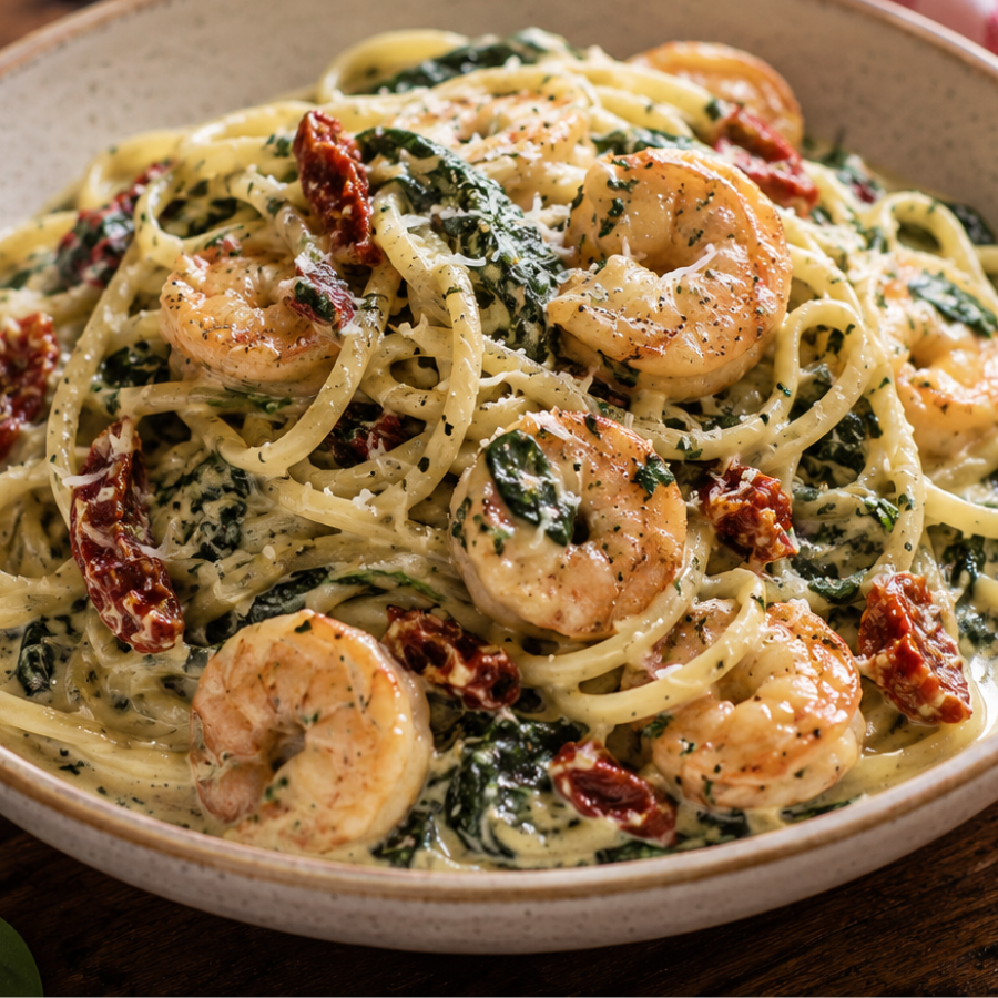 Tuscan-Style Jumbo Shrimp Linguine