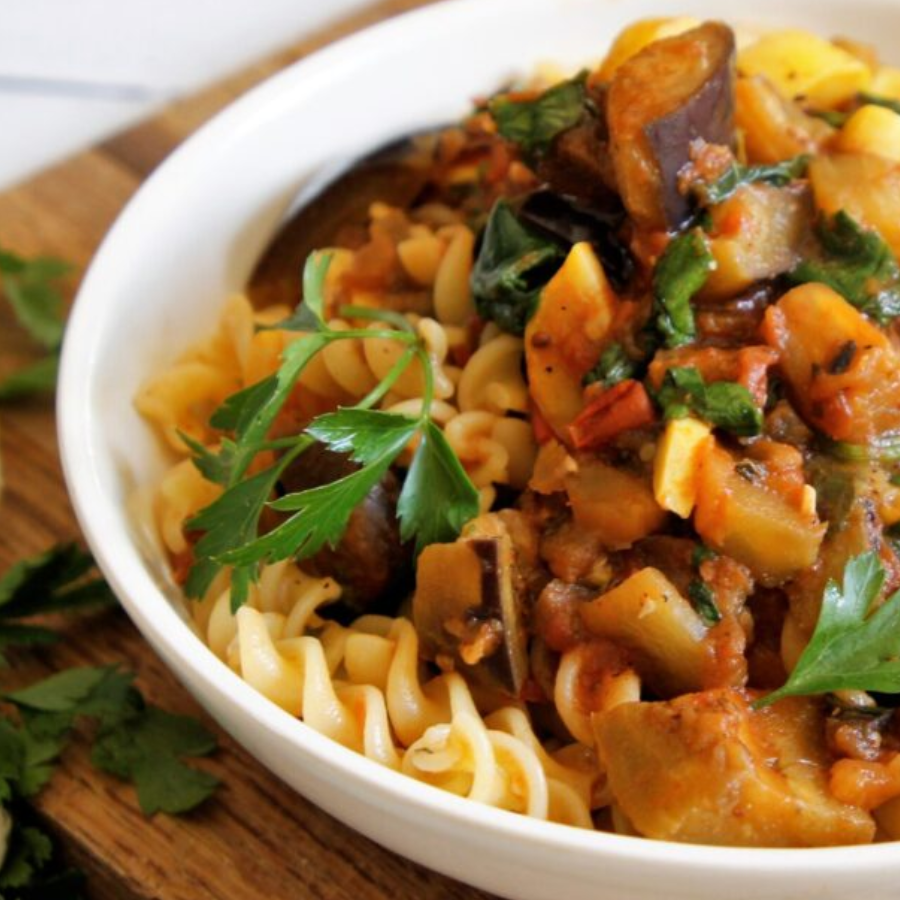Vegetarian Eggplant Zucchini Fusilli